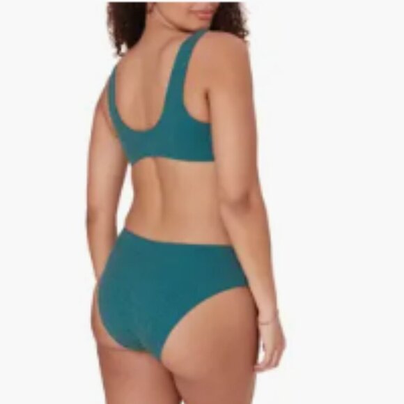 Andie Bikini Set Delray Top 90s High Waisted Bottom green sparkle sz S NWT/NWOT - Picture 2 of 8